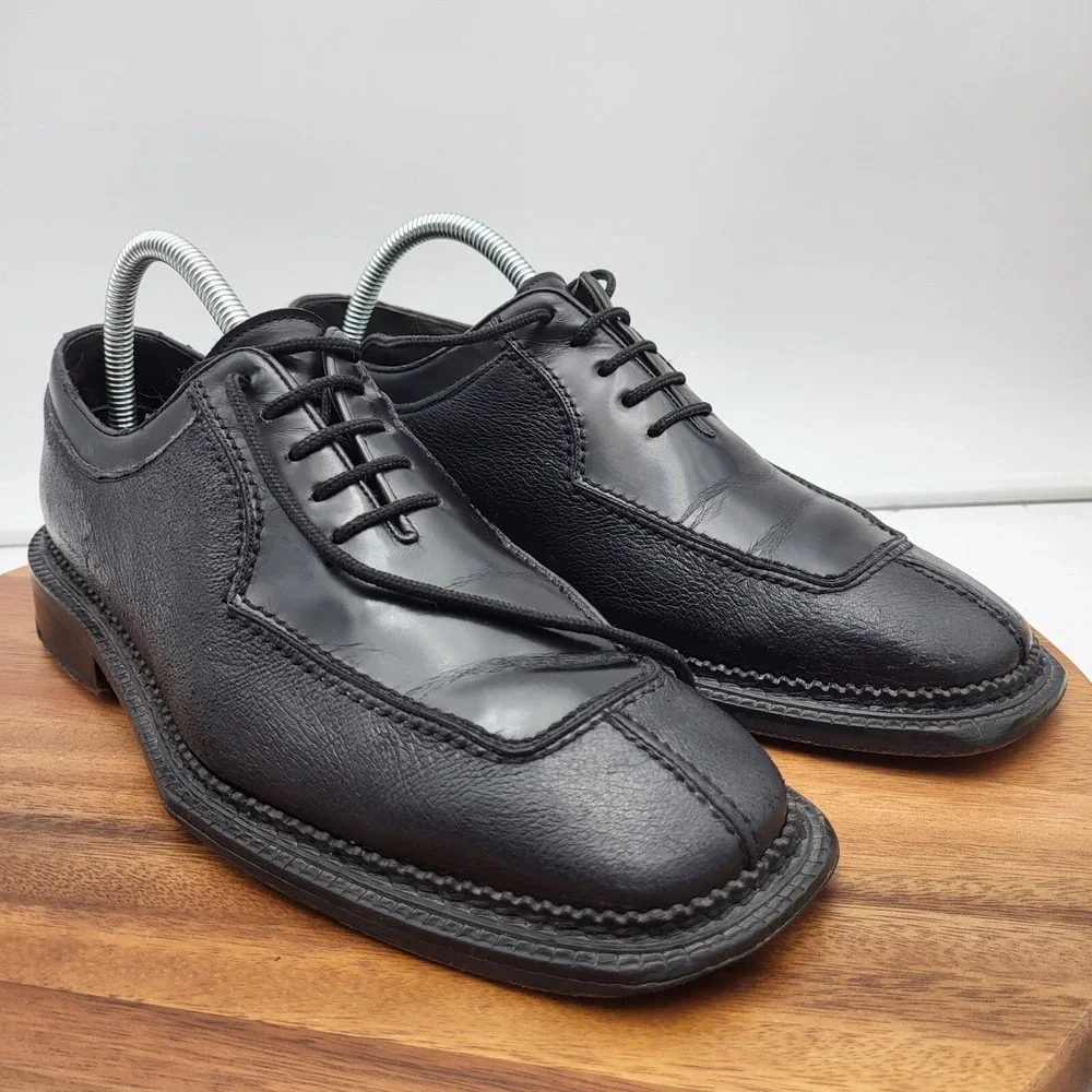 Mezlan Cappella Oxford Dress Shoes Mens Size 8 Black Leather‎ Split Toe Spain